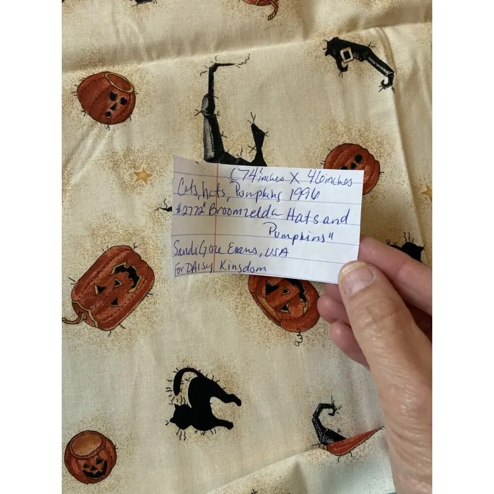 Daisy Kingdom Broomzelda witch Pumpkin Cat fabric cotton 72”x45” Halloween 1996